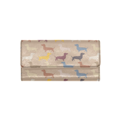 Dachshund Pattern Print Design 03 Women's Trifold Wallet