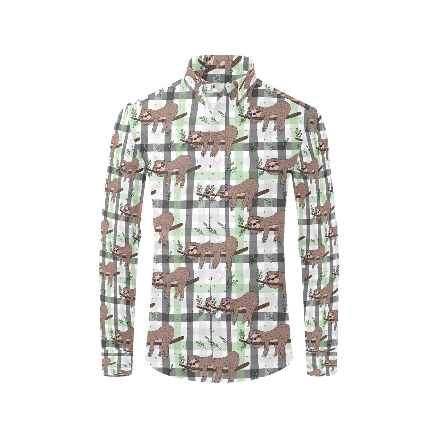 Sloth Print Design LKS301 Men's Long Sleeve Dress Shirt