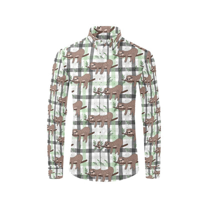 Sloth Print Design LKS301 Men's Long Sleeve Dress Shirt