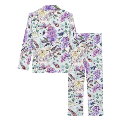 Lilac Pattern Print Design LI06 Women's Long Pajama Set