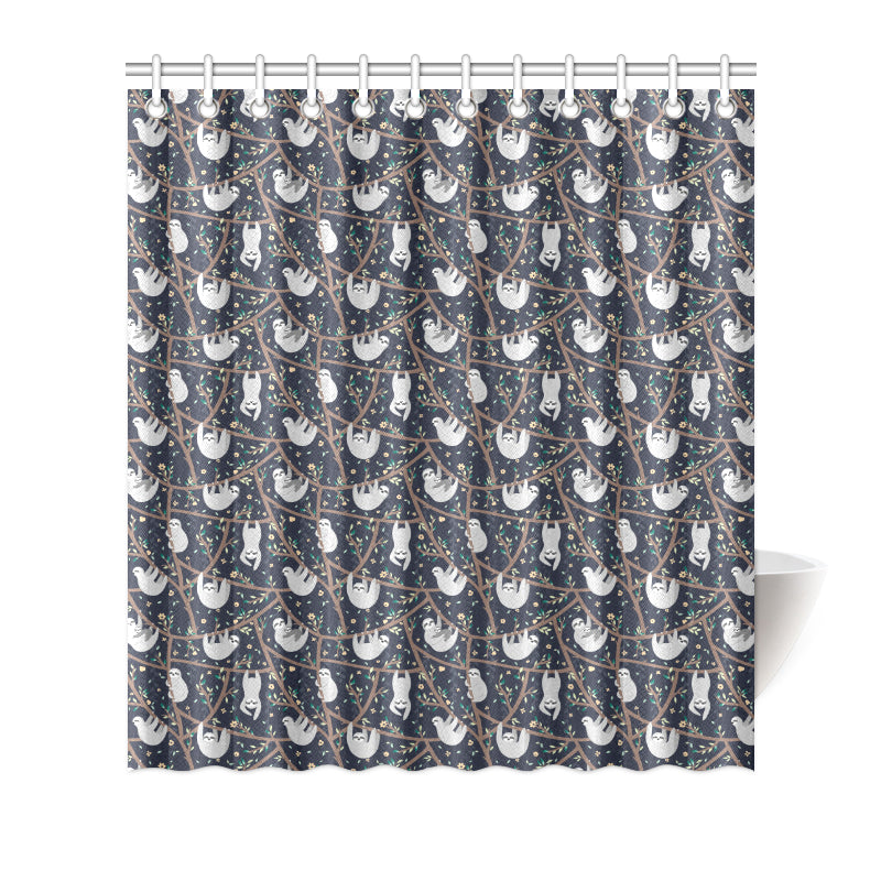 Sloth Happy Design Themed Print Shower Curtain