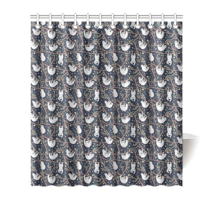 Sloth Happy Design Themed Print Shower Curtain