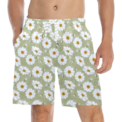 Daisy Yellow Print Pattern Men's Swim Trunks Beach Shorts