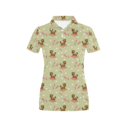 Yorkshire Cute Terriers Print Design LKS301 Women's Polo Shirt