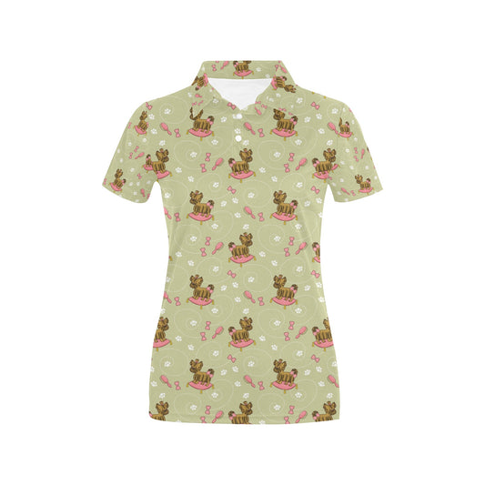 Yorkshire Cute Terriers Print Design LKS301 Women's Polo Shirt