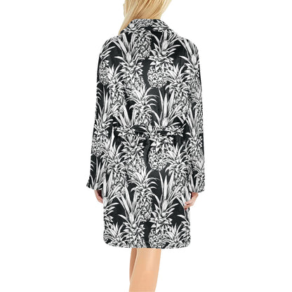 Pineapple Pattern Print Design PP08 Women's Fleece Robe