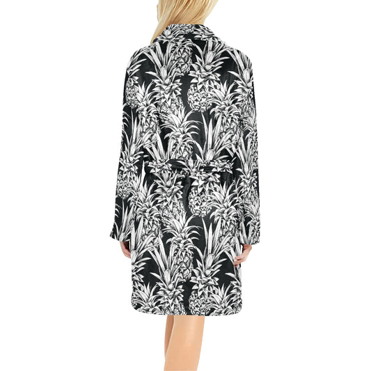 Pineapple Pattern Print Design PP08 Women's Fleece Robe