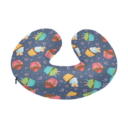 Cupcake Pattern Print Design 02 U-Shaped Travel Neck Pillow