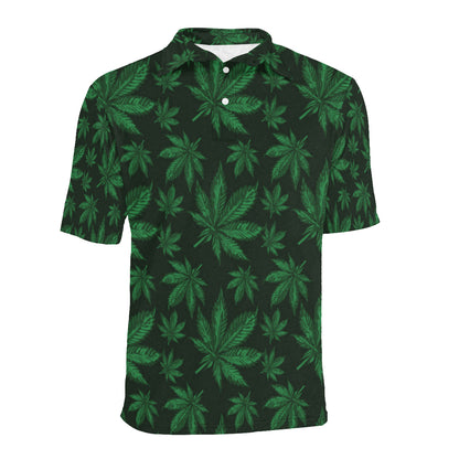 Pot Leaf Pattern Print Design A04 Men Polo Shirt