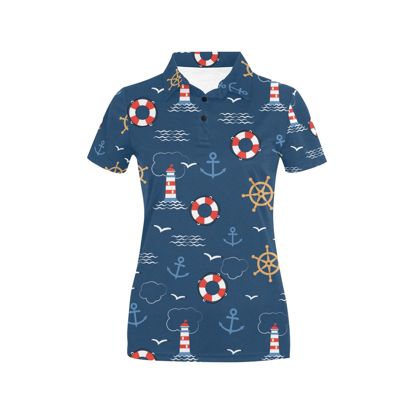 Nautical Pattern Print Design A06 Women's Polo Shirt