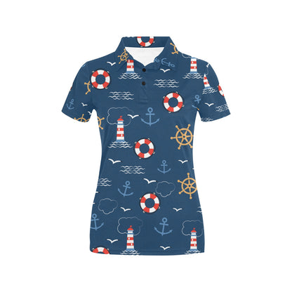 Nautical Pattern Print Design A06 Women's Polo Shirt