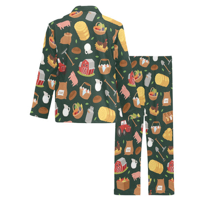 Agricultural Farm Print Design 02 Men's Long Pajama Set