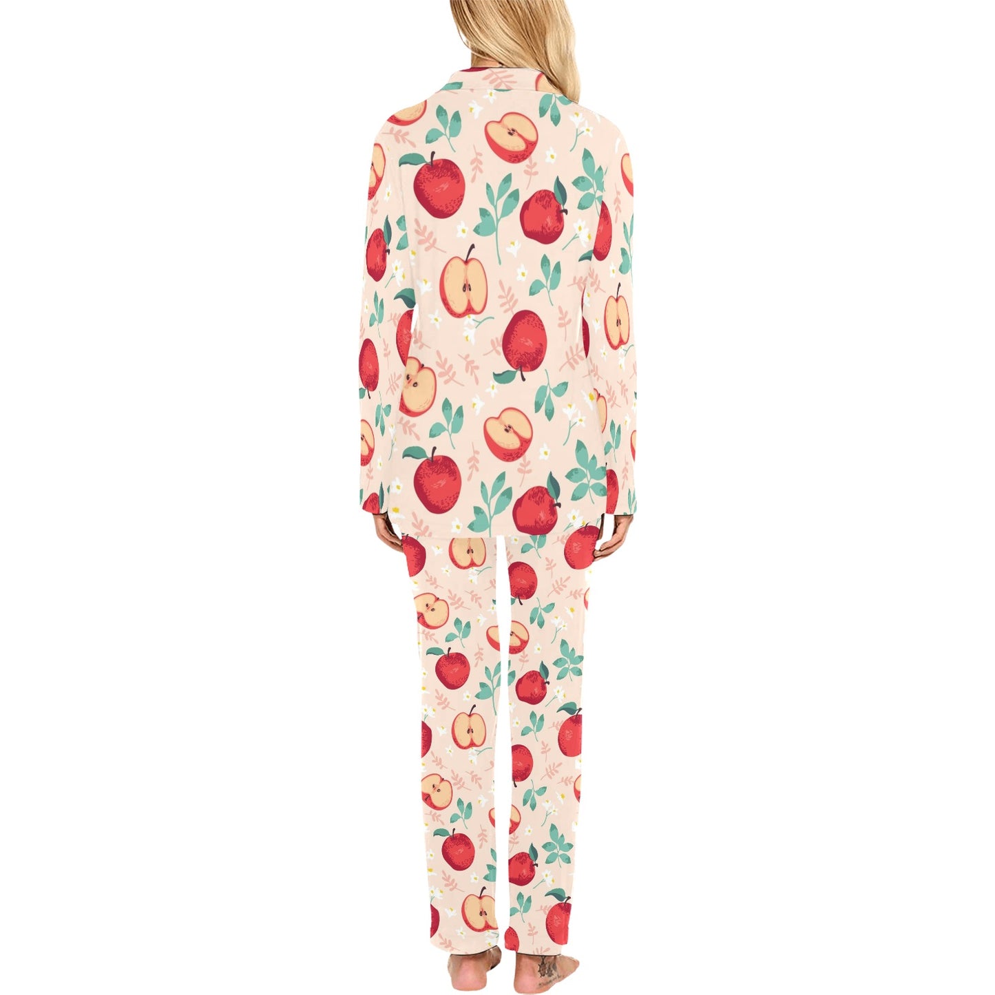 Apple Pattern Print Design AP06 Women's Long Pajama Set