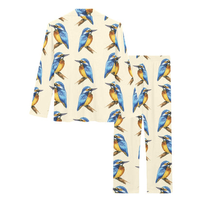 Kingfisher Pattern Print Design 01 Women's Long Pajama Set