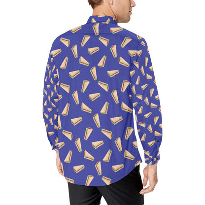 Sandwich Print Design LKS303 Men's Long Sleeve Dress Shirt