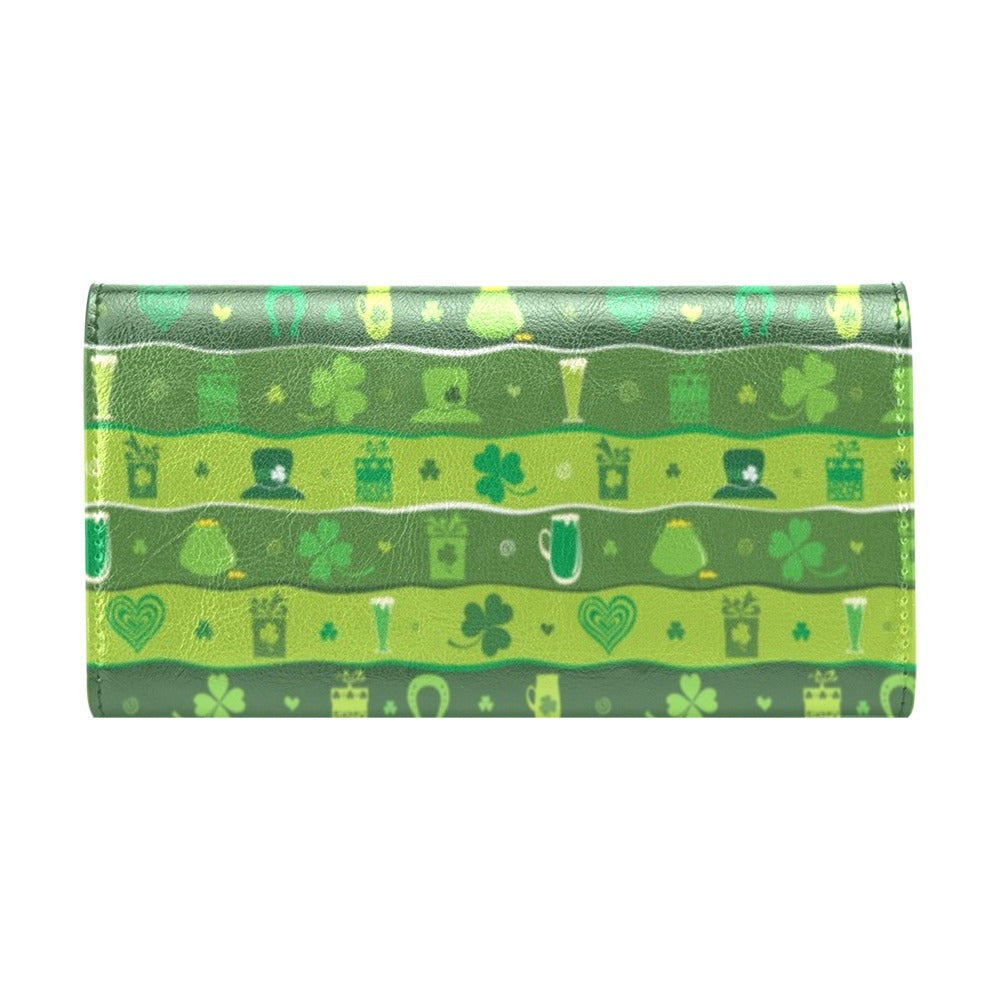 Shamrock Print Design LKS303 Women's Trifold Wallet