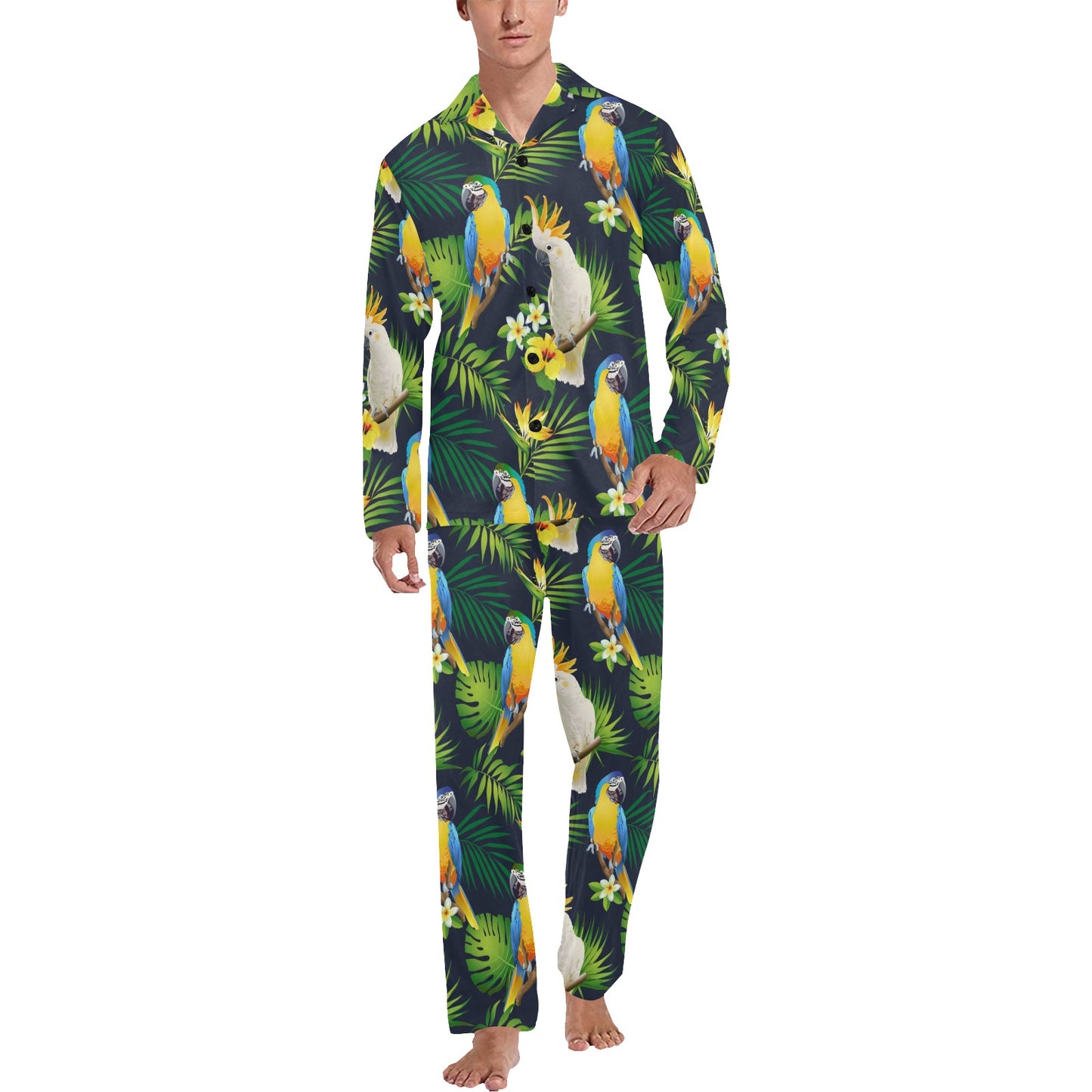 Parrot Pattern Print Design A03 Men's Long Pajama Set