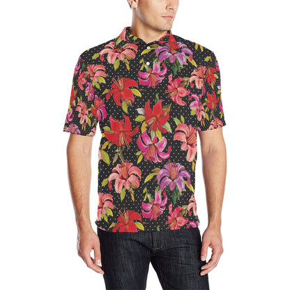 Lily Pattern Print Design LY012 Men Polo Shirt