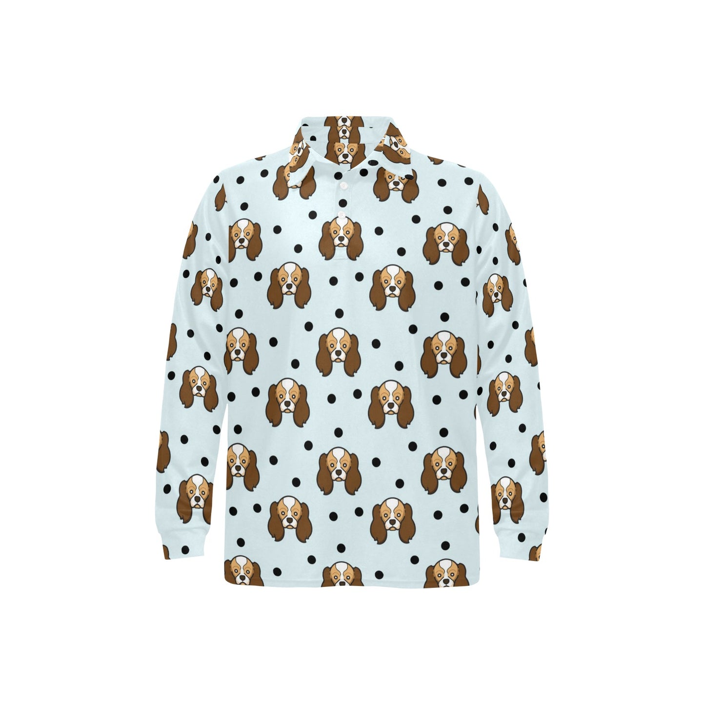 Cavalier King Charles Spaniels Pattern Print Design 02 Long Sleeve Polo Shirt For Men's