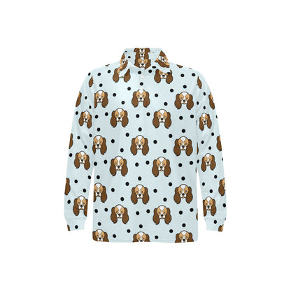 Cavalier King Charles Spaniels Pattern Print Design 02 Long Sleeve Polo Shirt For Men's