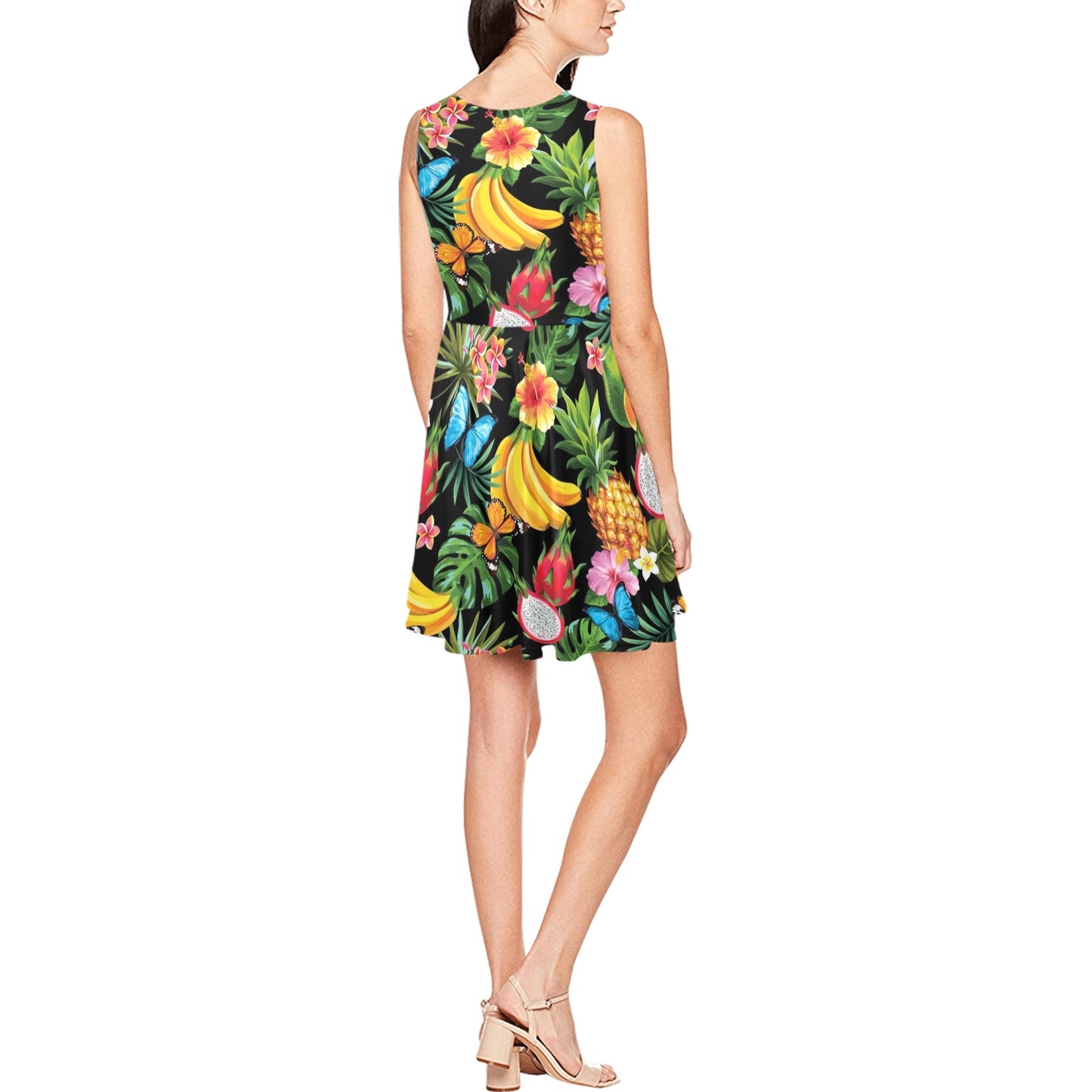 Tropical Fruits Pattern Print Design TF04 Sleeveless Dress