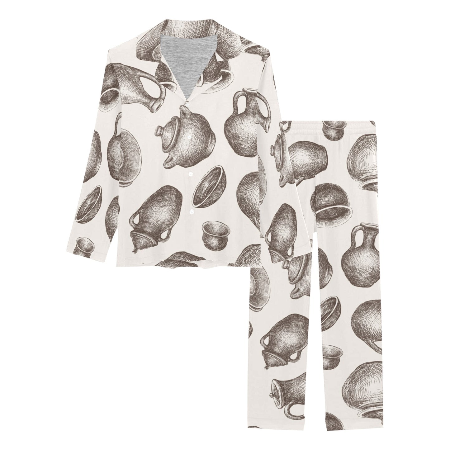 Pottery Pattern Print Design A01 Women's Long Pajama Set