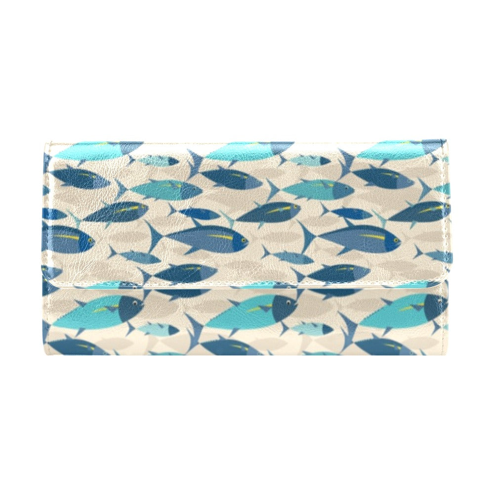 Tuna Fish Print Design LKS302 Women's Trifold Wallet