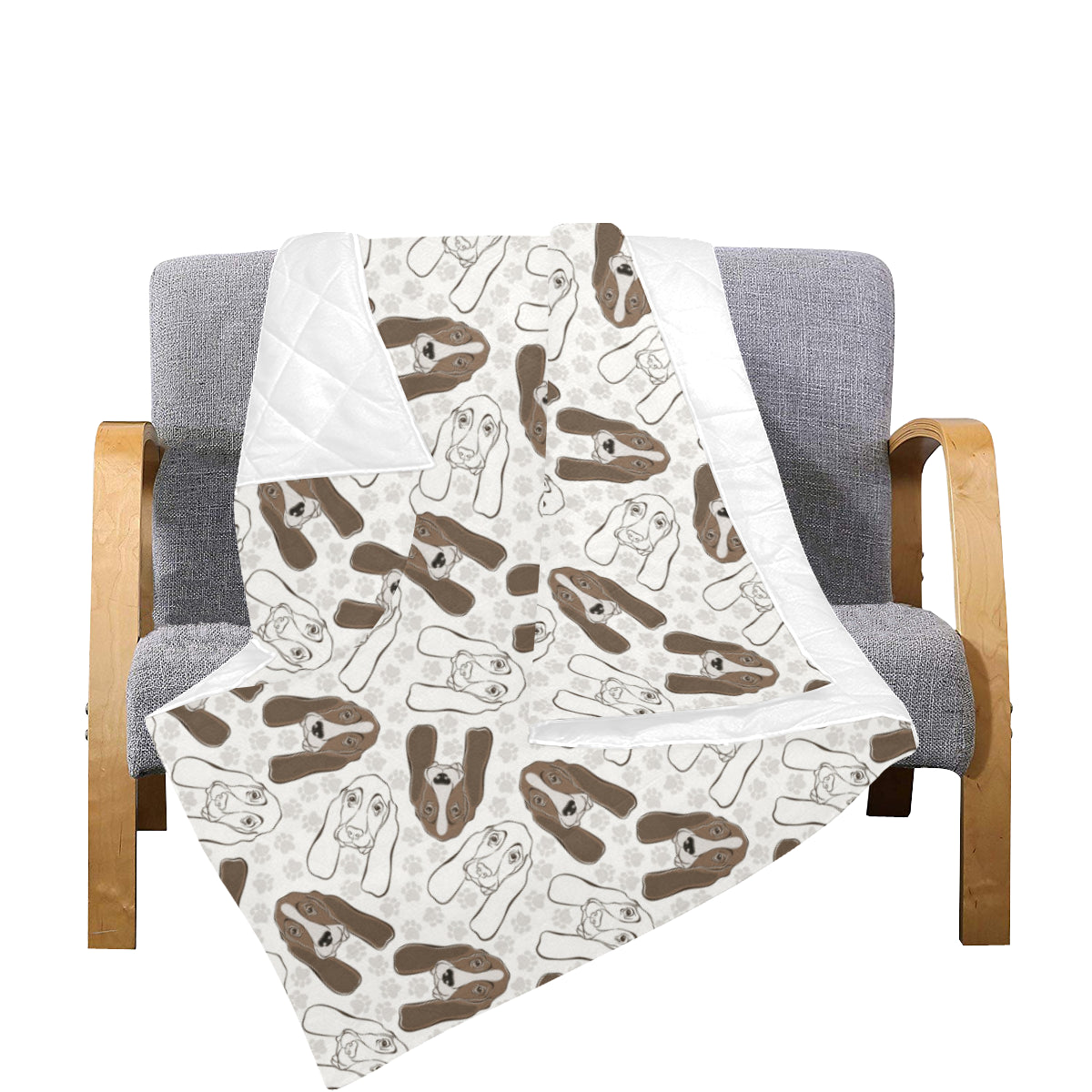Basset Hound Pattern Print Design 01 Premium Quilt