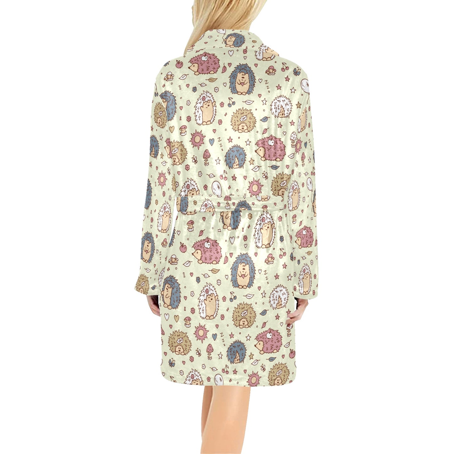 Hedgehog Cute Pattern Print Design 01 Women's Fleece Robe