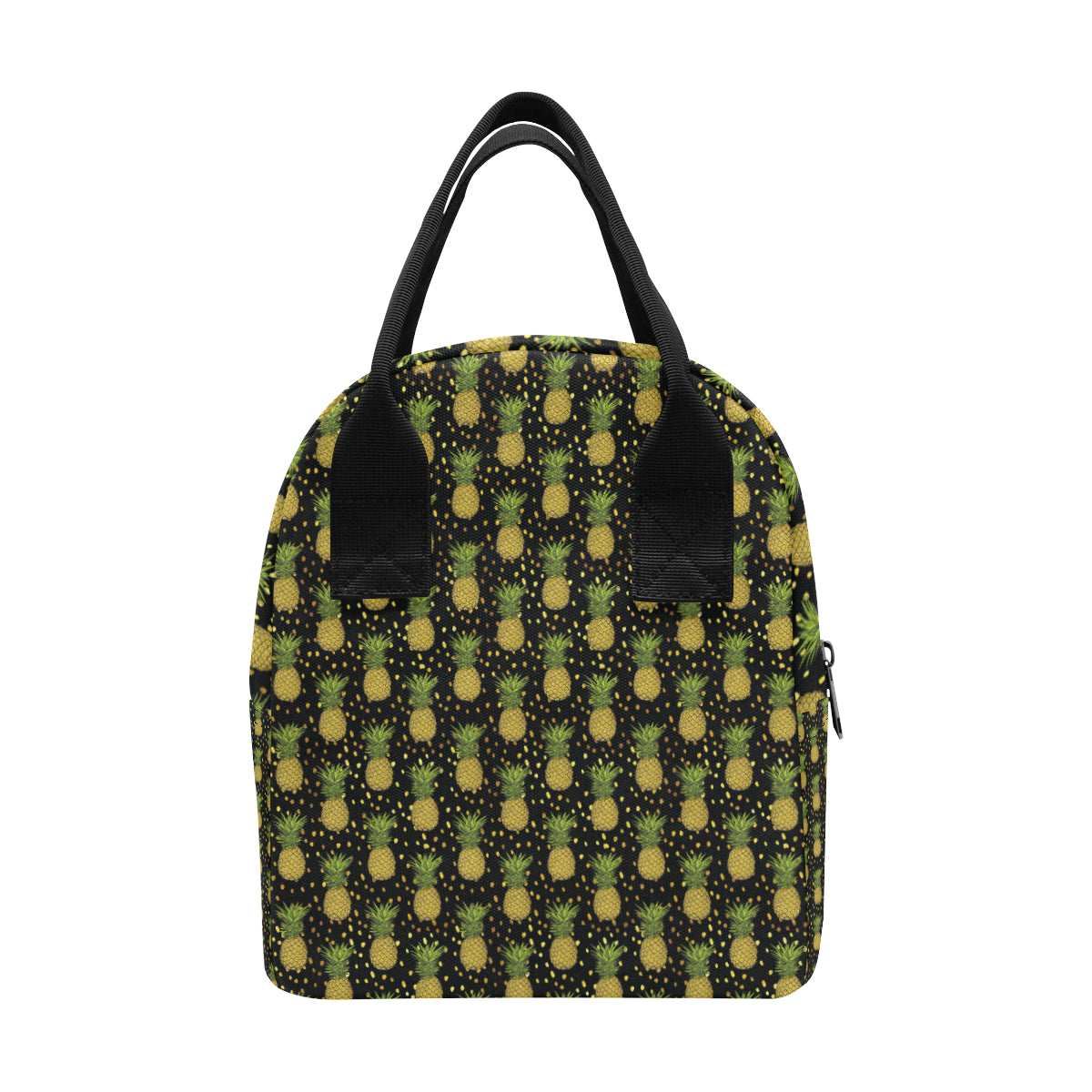 Pineapple Gold Dot Themed Print Insulated Lunch Bag