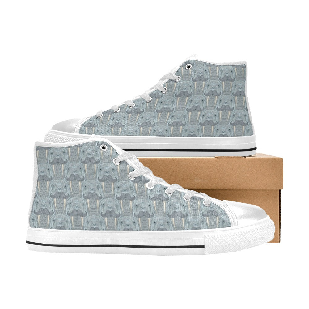 Walrus Print Design LKS402 Men's High Top Canvas Shoes