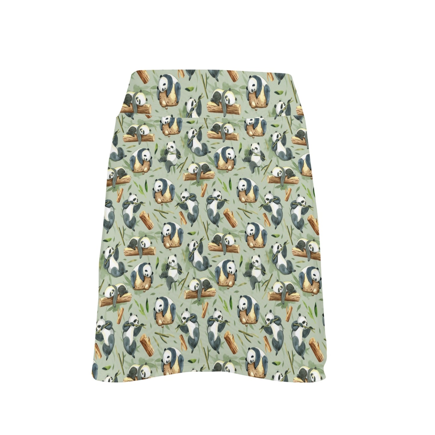 Panda Bear Design Bamboo Print 17" Golf & Pickleball Skort with Pockets