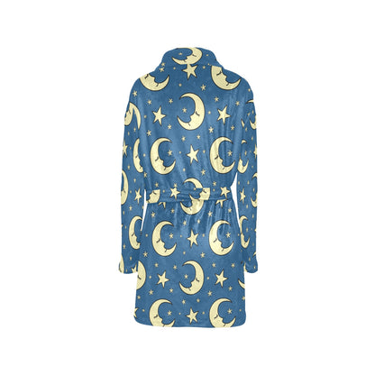 Moon Night Pattern Print Design 03 Women's Fleece Robe