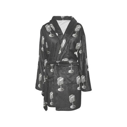 Microphone Vintage Pattern Print Design 01 Women's Fleece Robe