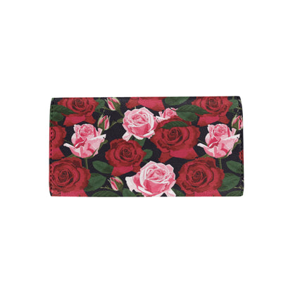 Rose Red Pink Pattern Print Design RO01 Women's Trifold Wallet