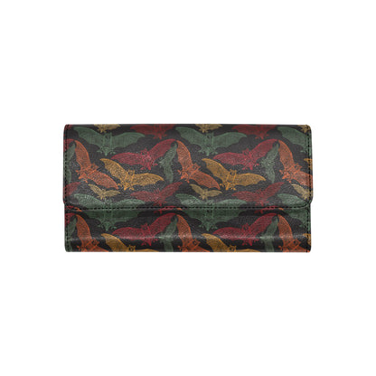 Bat Tribal Pattern Print Design 03 Women's Trifold Wallet