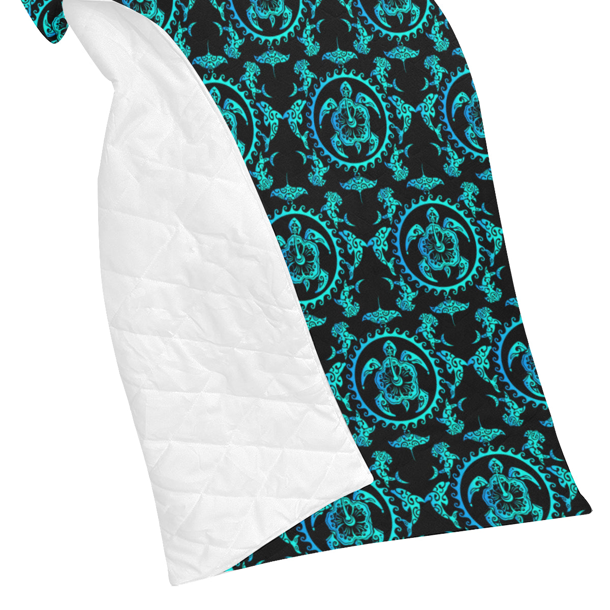 turquoise Tribal Sea Turtle Hawaiian Premium Quilt