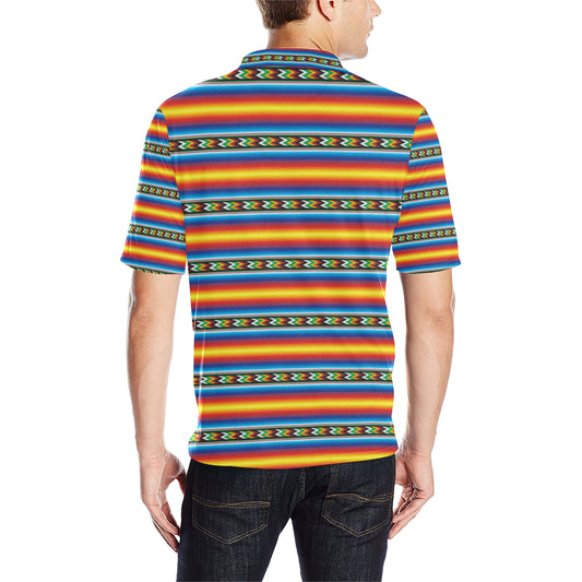 Mexican Blanket ZigZag Print Pattern Men Polo Shirt