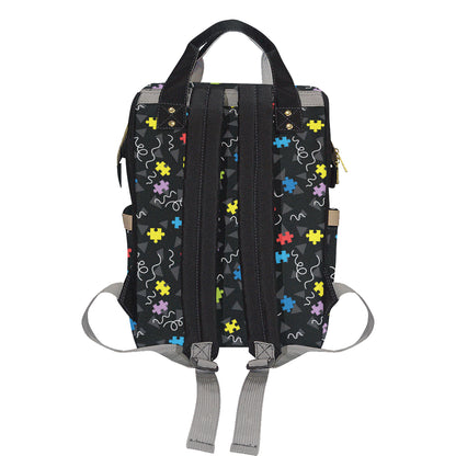 Autism Awareness Pattern Print Design 01 Diaper Bag Backpack