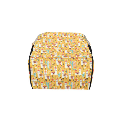 Llama Cute Themed Print Diaper Bag Backpack