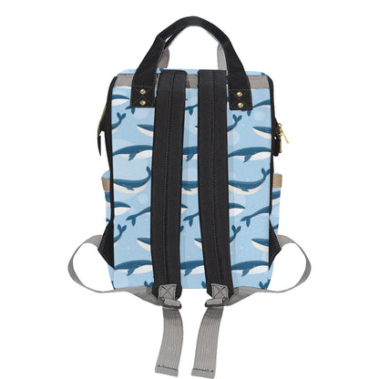 Blue Whale Pattern Print Design 02 Diaper Bag Backpack