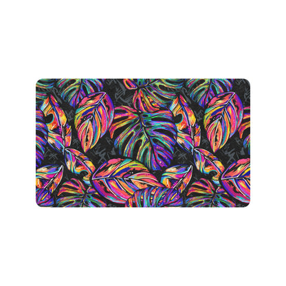 Neon Color Tropical Palm Leaves Rubber Doormat