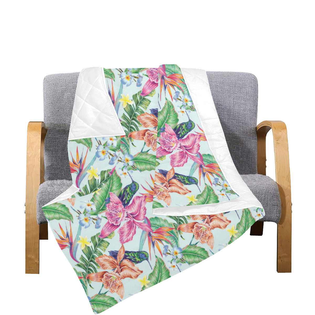 Hummingbird Tropical Pattern Print Design 05 Premium Quilt