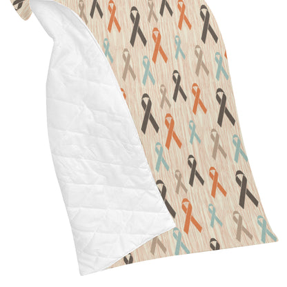 Cancer Awareness Pattern Print Design 01 Premium Quilt