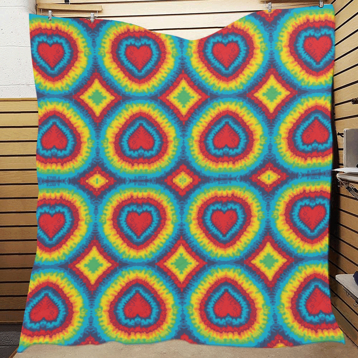 Tie Dye Heart shape Premium Quilt