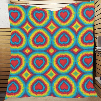 Tie Dye Heart shape Premium Quilt