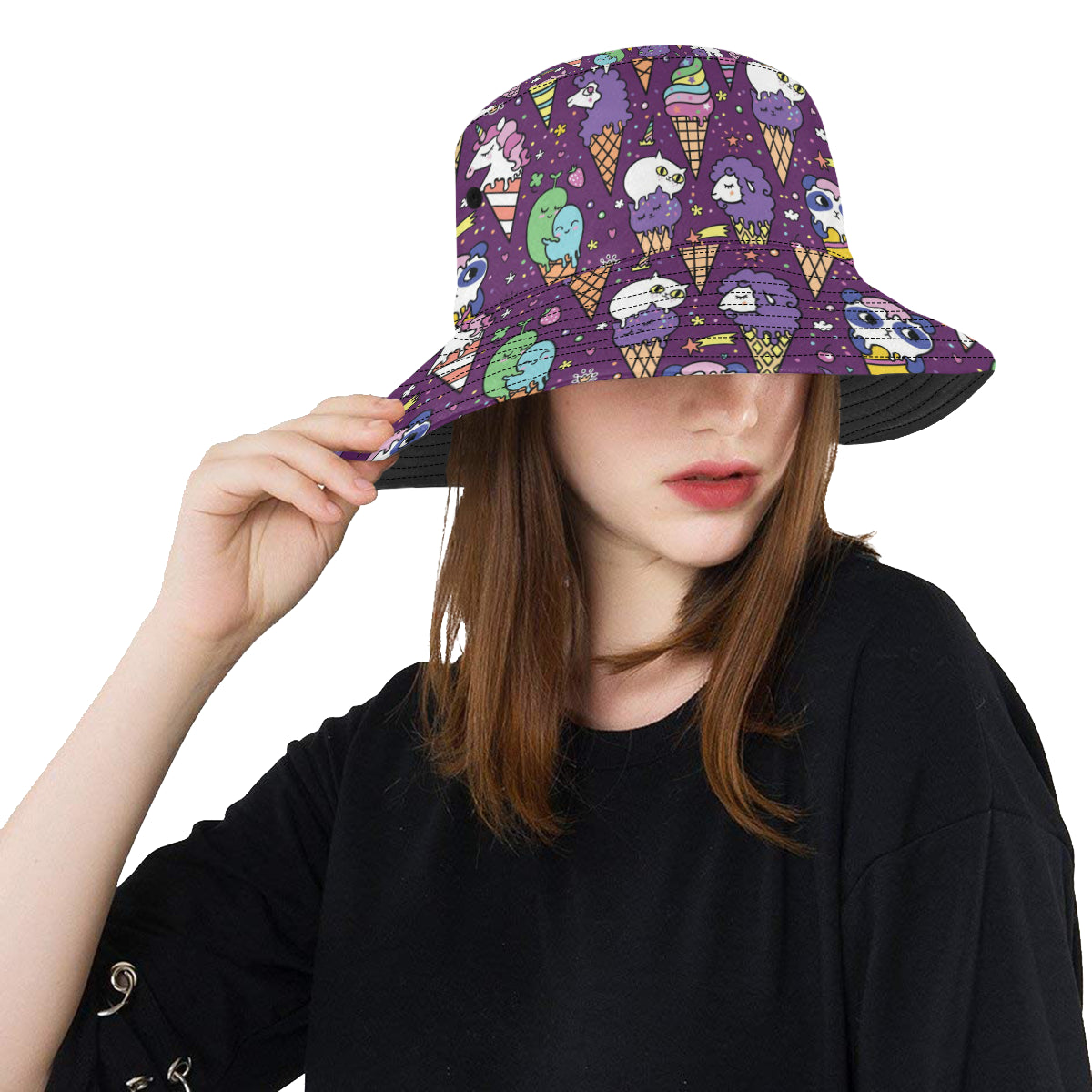 Ice Cream Pattern Print Design IC07 Unisex Bucket Hat