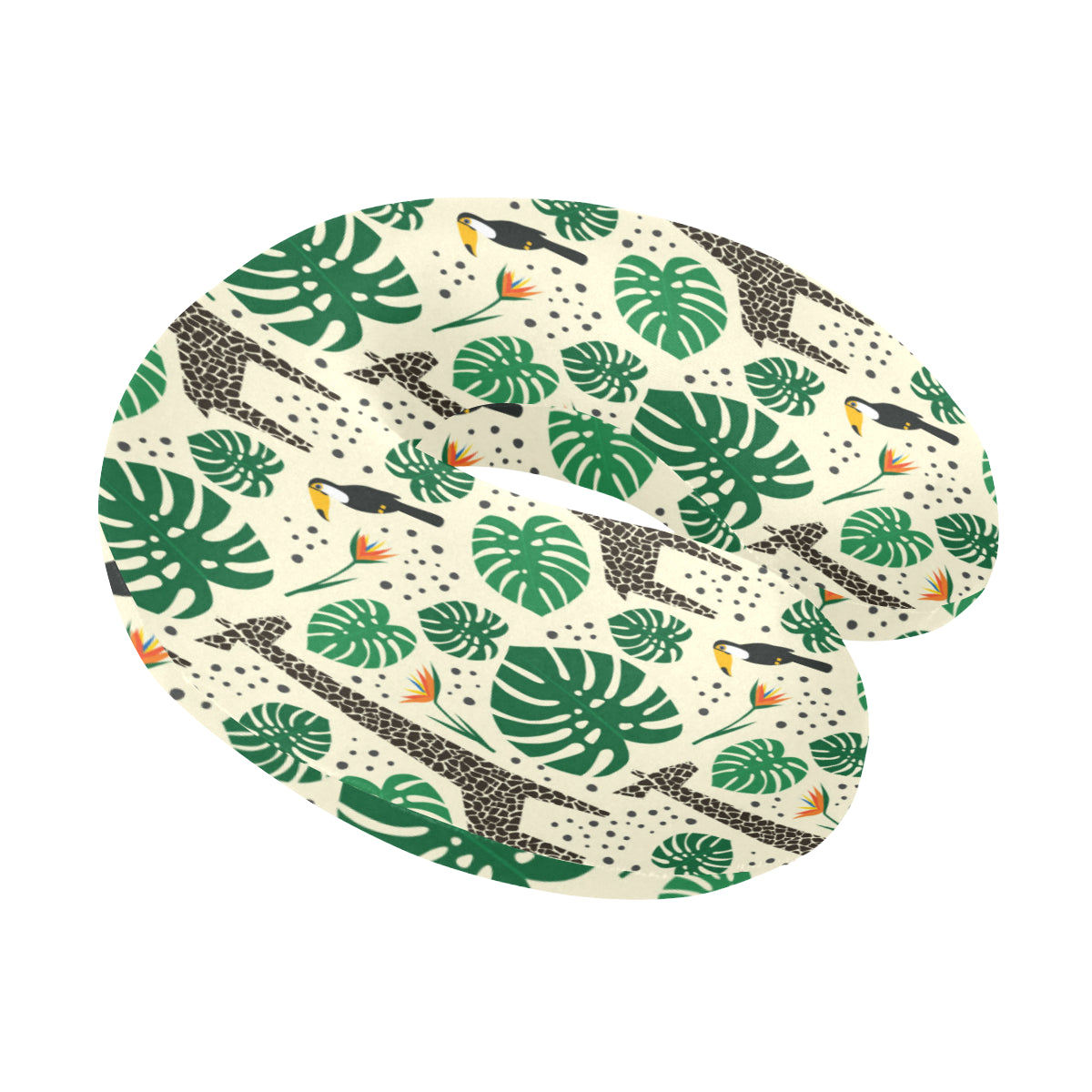 Rainforest Giraffe Pattern Print Design A02 U-Shaped Travel Neck Pillow