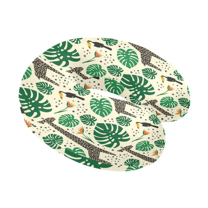 Rainforest Giraffe Pattern Print Design A02 U-Shaped Travel Neck Pillow