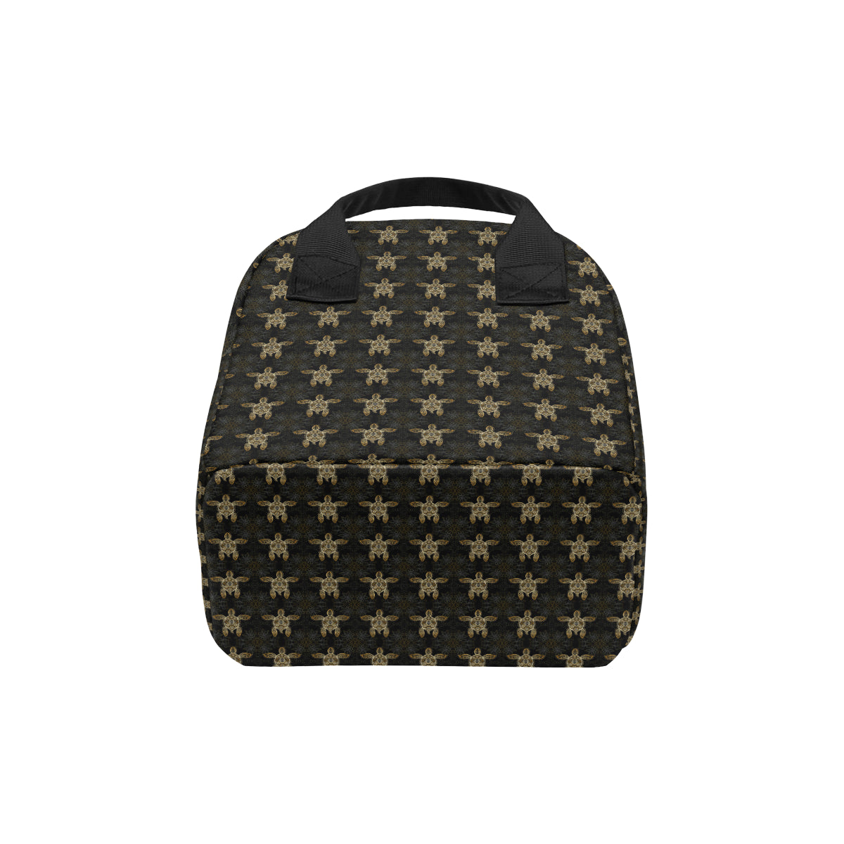 Gold Tribal Turtle Polynesian Design Insulated Lunch Bag